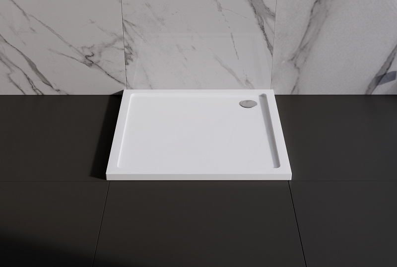 PETRA Öntött műmárvány zuhanytálca, szögletes, 80x80